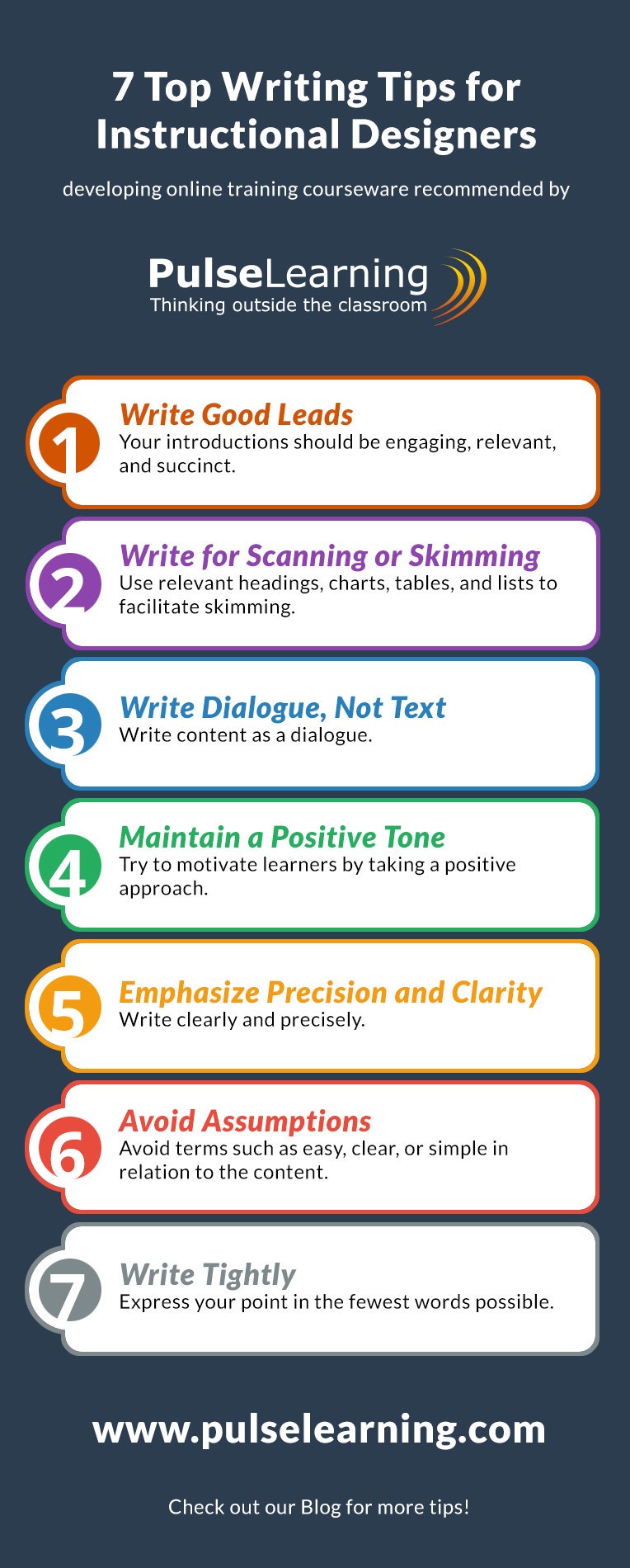 Top Writing Tips for Instructional Designers Infographic